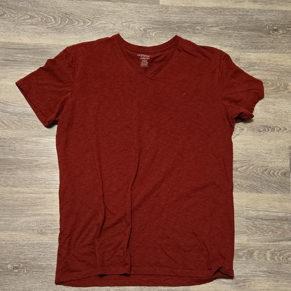 AEO Marron V Neck Tee Sz Large